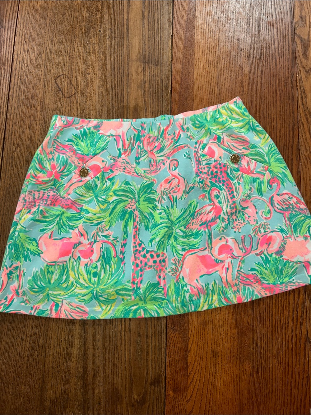 Lilly Pulitzer 🦩 Madison Neon Coral & Mint Tropical 🌴 Stretch Skort 🐘🦒